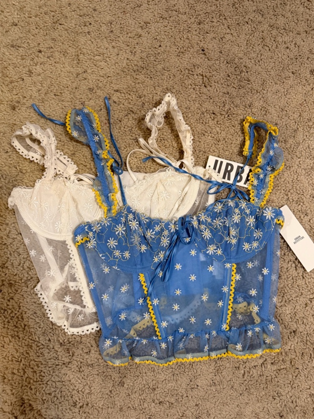 Urban Outfitters Out From Under Lazy Daisy Ruffle Corset Bundle Sizes S